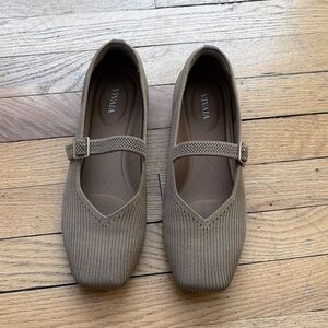 Vivaia Tan Mary Jane Flats